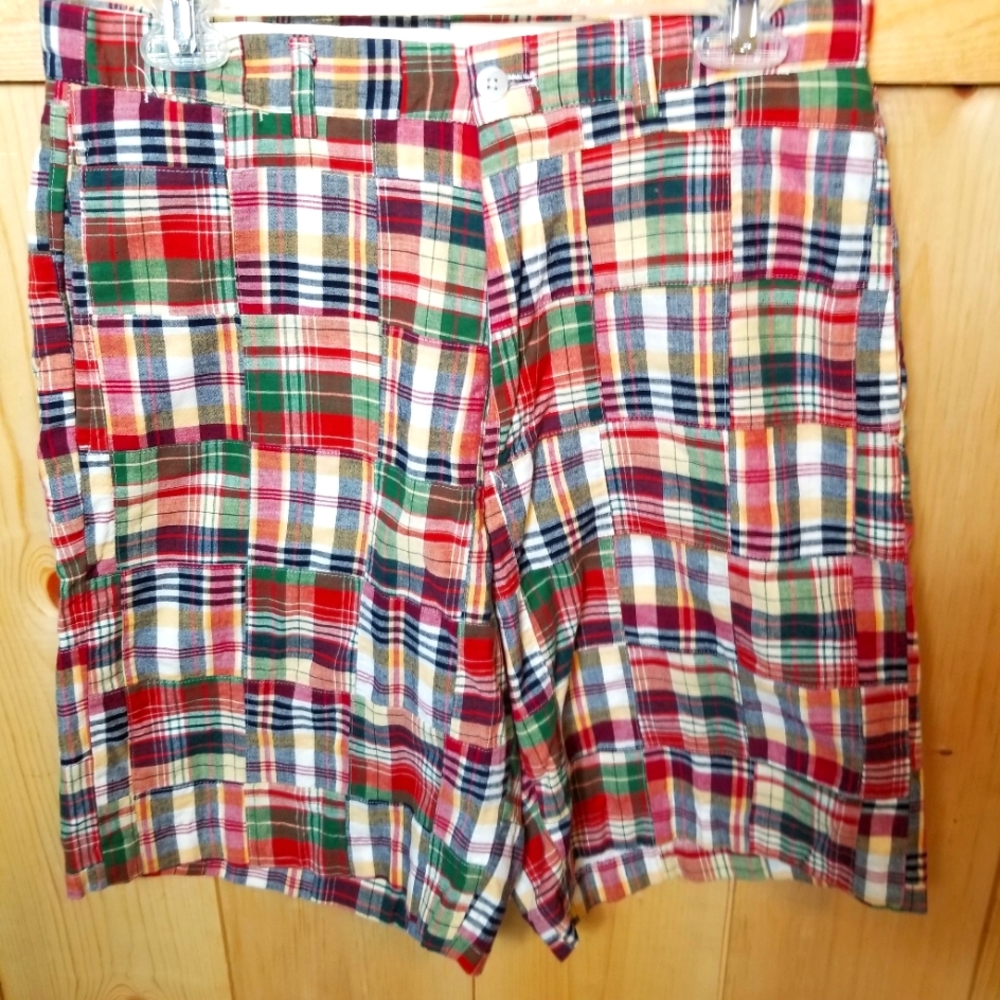 Charleston Khakis Cotton Madras Plaid Patchwork Shorts
